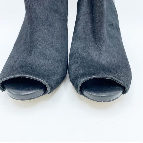 Ann Taylor Calf’s Hair and Leather Peep Toe Black Booties‎ Sz 8 - Picture 14 of 15